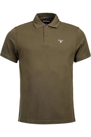 Barbour Top, Herre, Grøn, L, Bomuld, Tartan Pique Polo Mørk Oliven