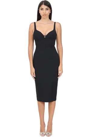 Elisabetta Franchi Kjole, Dame, Sort, S, Midi Kjole Cup-Cut Stretch Crepe