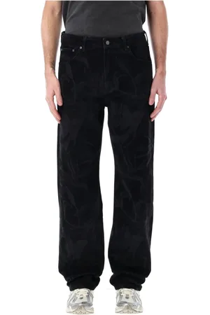 Daily paper Jeans, Herre, Sort, S, Bomuld, Sort Blomster Laser Jeans Lige Pasform