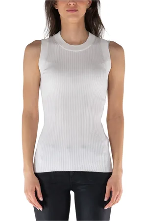 Sportmax Top, Dame, Hvid, L, Uld, Stilfuld Ærmeløs Tanktop