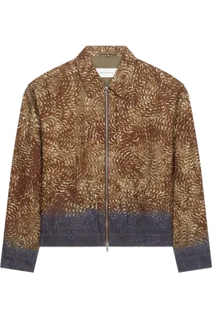 DRIES VAN NOTEN Jakke, Herre, Brun, M, Animalier Brun Jakke med Lynlåslukning
