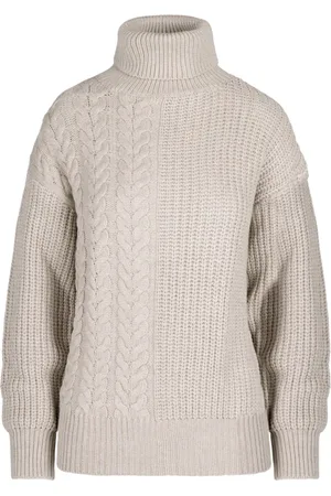 Bomboogie Strik, Dame, Hvid, S, Uld, Kabelstrikket rullekrave sweater
