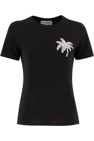 ERMANNO SCERVINO Top, Dame, Sort, S, Bomuld, Broderet bomulds T-shirt