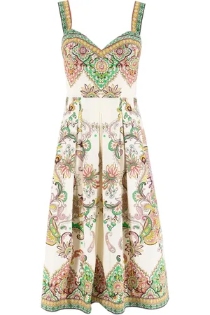 Etro Kjole, Dame, Flerfarvet, S, Bomuld, Paisley Print Ærmeløs Midi Kjole