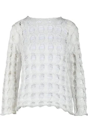 Comme des Garçons Strik, Dame, Hvid, S, Polyester, Nylon Polyester Strik Top