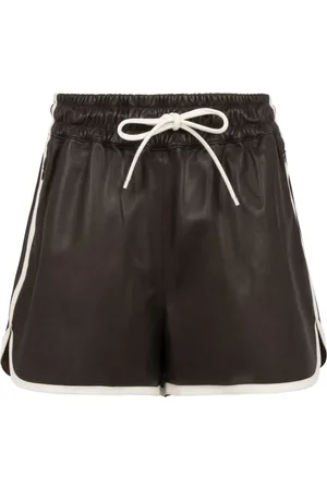Frame Shorts, Dame, Brun, S, Lammeskindsshorts med kontrastkant