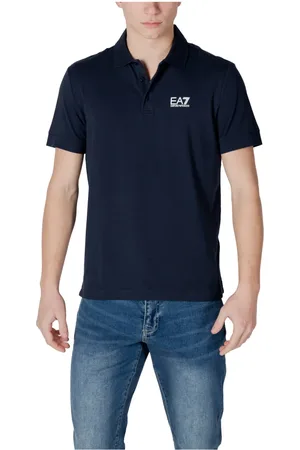 EA7 Top, Herre, Blå, M, Bomuld, Kortærmet polo