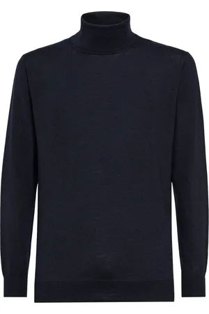 Boggi Milano Strik, Herre, Blå, L, Uld, Merino Uld Polo Hals Jumper
