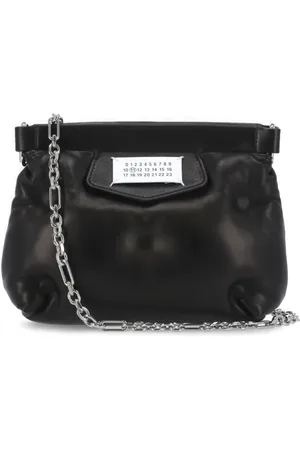 Maison Margiela Taske, Dame, Sort, ONE SIZE, Uld, Læder Skuldertaske med Logo Patch