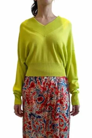 Essentiel Antwerp Strik, Dame, Grøn, M, Uld, V-hals sweater med flagermusærmer