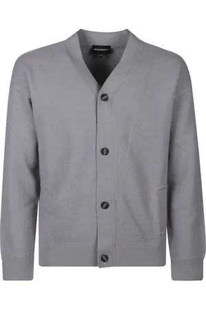 Emporio Armani Strik, Herre, Grå, M, Uld, Stilfuld Strikket Cardigan