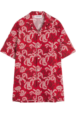 Lanvin Skjorte, Herre, Rød, XL, Bomuld, Cardinal Kortærmet Skjorte