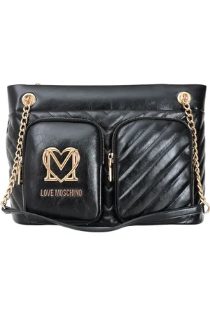 Moschino Taske, Dame, Sort, ONE SIZE, Uld, Sort Shopper Taske med Kædehanke