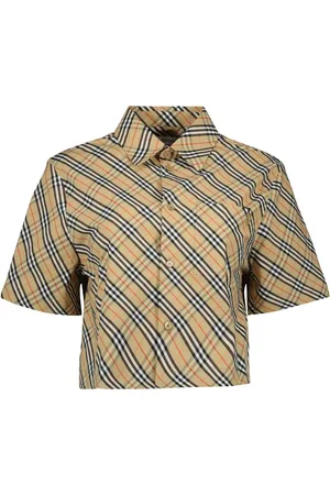 Burberry Bluser & Skjorter, Dame, , S, Tyl, Checkered Crop Shirt Vintage Style