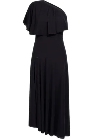 Roberto Cavalli Kjole, Dame, Sort, XL, Uld, Sort one-shoulder kjole lavet i Italien