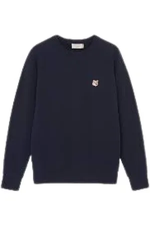 Maison Kitsuné Sweathshirts & Hoodies, Herre, Blå, S, Uld, Stilfuld sweater