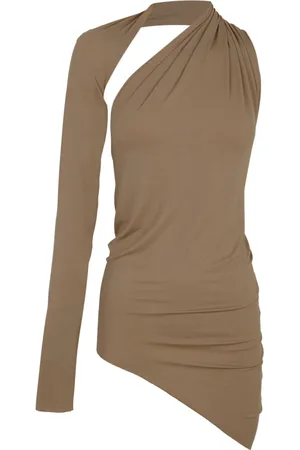 Cortana Bluser & Skjorter, Dame, Brun, M, Uld, Asymmetrisk Cupro Stretch Top
