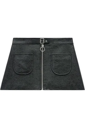 Courrèges Nederdel, Dame, Sort, XS, Buckle Zipped Vinyl Skirt