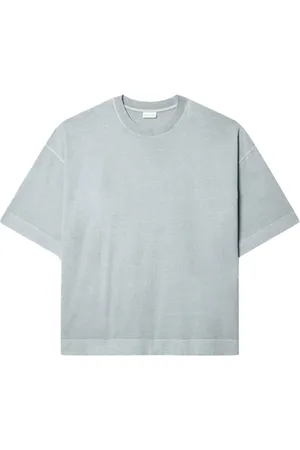 DRIES VAN NOTEN Top, Herre, Grå, M, Bomuld, Grå bomulds T-shirt med oversized snit