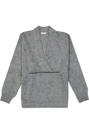 Brunello Cucinelli Strik, Dame, Grå, M, Uld, Lækker Grå Mohair Uld Sweater