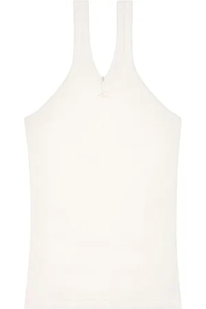 Courrèges Top, Dame, Hvid, S, Bomuld, Criss Cross 90`er Rib Tanktop