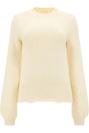 Chloé Strik, Dame, , S, Uld, Cashmere Uld Pullover med Ribbet Rund Hals