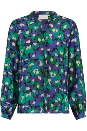 Fabienne Chapot Bluser & Skjorter, Dame, Grøn, S, Satin, Floral Gigot Ærme Bluse