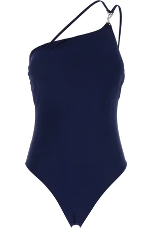 Tory Burch Badetøj, Dame, Blå, L, Uld, Blå One-Shoulder Badedragt i Tech Stof