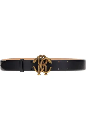 Roberto Cavalli Tilbehør, Dame, Sort, 90 CM, Læder, Monogram Mirror Snake Læderbælte