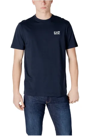 EA7 Top, Herre, Blå, L, Bomuld, Rundhals Bomulds T-shirt