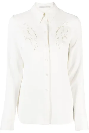 Stella McCartney Bluser & Skjorter, Dame, , XS, Uld, Langærmet skjorte med udskæringsdetaljer