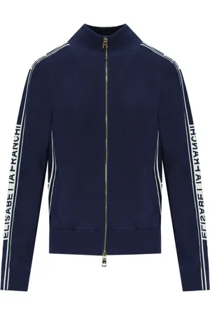 Elisabetta Franchi Sweathshirts & Hoodies, Dame, Blå, M, Uld, Oltremare Cardigan Med Bånd