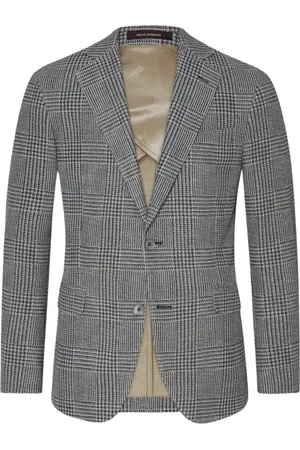 Oscar Jacobson Jakke, Herre, Grå, XL, Bomuld, Blød Ternet Blazer