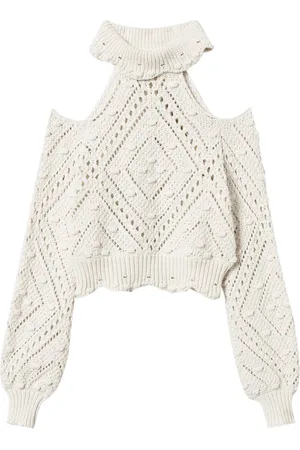 Twin-Set Strik, Dame, , M, Bomuld, Diamantmønsteret Kort Pullover