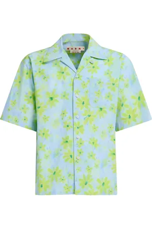 Marni Skjorte, Herre, Flerfarvet, M, Bomuld, Poplin Bowling Skjorte med Parade Print