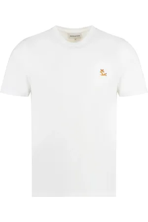 Maison Kitsuné Top, Herre, Hvid, 2XL, Bomuld, Chillax Fox Patch Regular T-shirt