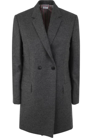 Thom Browne Frakke, Dame, Grå, S, Uld, Elongated Long Sleeve Double Breasted Sportcoat