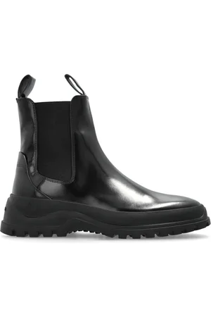 Salvatore Ferragamo Sko, Herre, Sort, 41 1/2 EU, Læder, Læder Chelsea Støvler `Bossons`