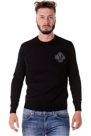 VERSACE Sweathshirts & Hoodies, Herre, Sort, S, Uld, Hyggelig Strik Pullover Sweater