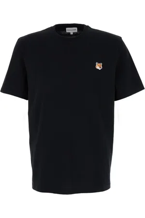 Maison Kitsuné Top, Herre, Sort, M, Bomuld, Fox Head Patch Regular T-shirt