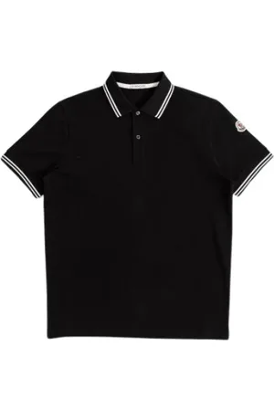 Moncler Top, Herre, Sort, L, Bomuld, Sort poloshirt med hvide striber