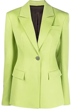 The Attico Jakke, Dame, Grøn, XS, Uld, Livlig Grøn Blazer med Hakkede Revers