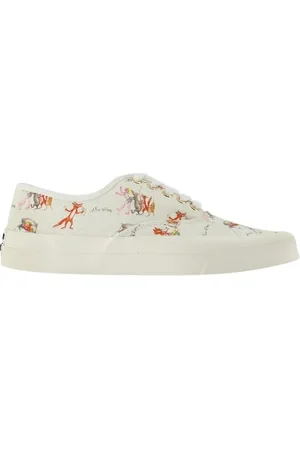 Maison Kitsuné Sko, unisex, Hvid, 35 EU, Bomuld, Oly Flower Fox Sneakers