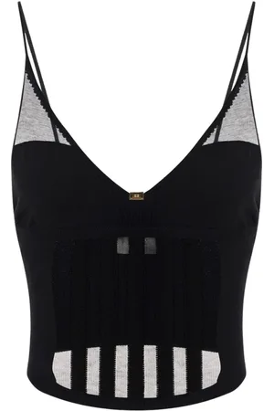 Elisabetta Franchi Top, Dame, Sort, M, Bomuld, Transparent Top