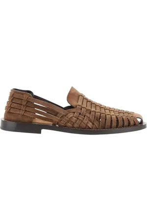 Brunello Cucinelli Sko, Herre, Brun, 41 1/2 EU, Læder, Caged Weave Læder Slip-On Loafers