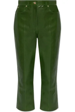Salvatore Ferragamo Bukser, Dame, Grøn, 2XS, Læder, Læder Cropped Bukser