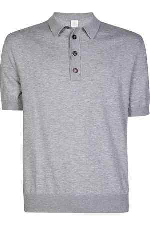 ELEVENTY Top, Herre, Grå, 2XL, Cashmere, Cotton Cashmere Polo Shirt