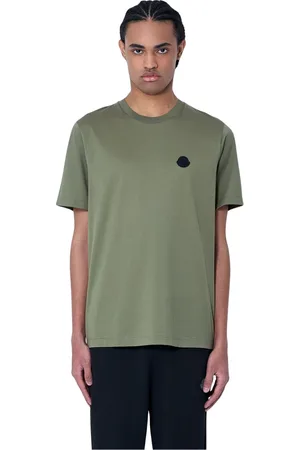 Moncler Top, Herre, Grøn, M, Bomuld, Logo Motif Bomuld T-shirt