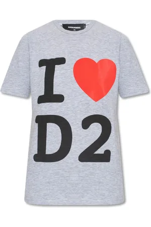 Dsquared2 Top, Dame, Grå, L, Bomuld, Printed T-shirt