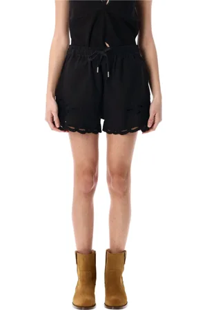 Isabel Marant Shorts, Dame, Sort, S, Bomuld, Sorte Bomuldsshorts med Broderi